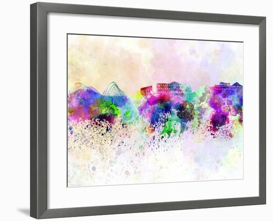 Athens Skyline in Watercolor Background-paulrommer-Framed Art Print