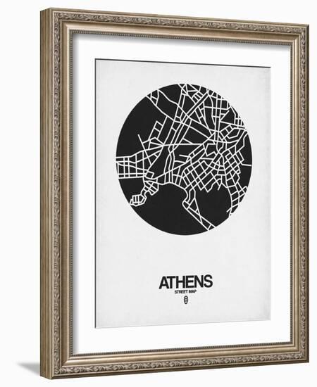 Athens Street Map Black on White-NaxArt-Framed Art Print