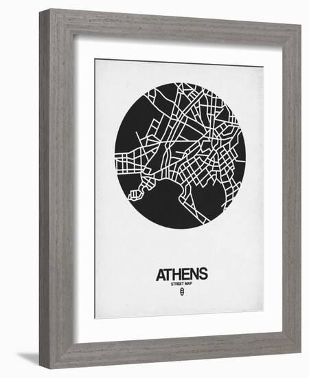 Athens Street Map Black on White-NaxArt-Framed Art Print