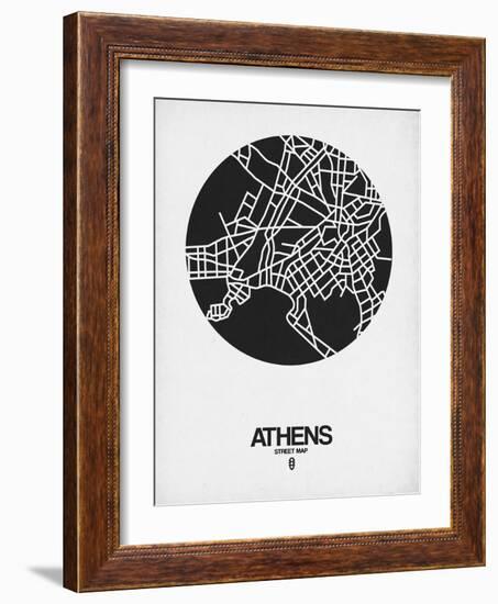 Athens Street Map Black on White-NaxArt-Framed Art Print