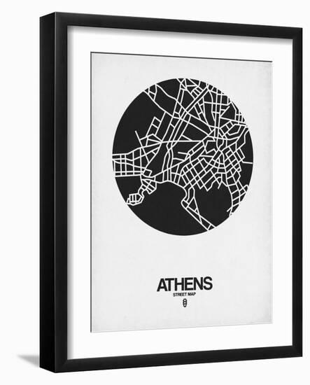 Athens Street Map Black on White-NaxArt-Framed Art Print