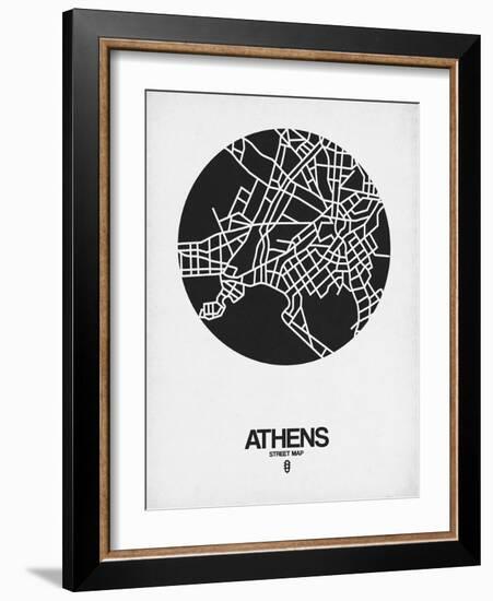 Athens Street Map Black on White-NaxArt-Framed Art Print