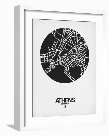 Athens Street Map Black on White-NaxArt-Framed Art Print