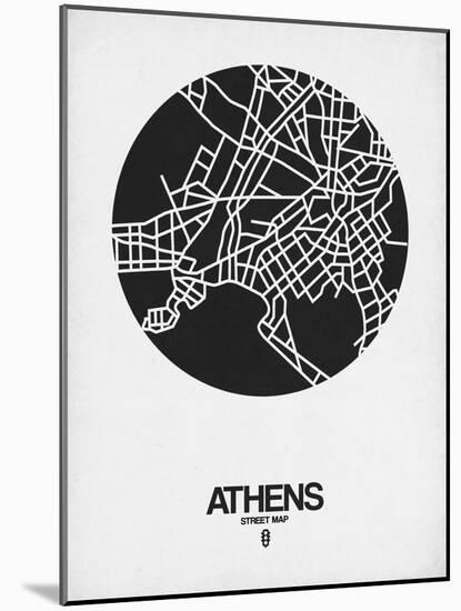 Athens Street Map Black on White-NaxArt-Mounted Art Print