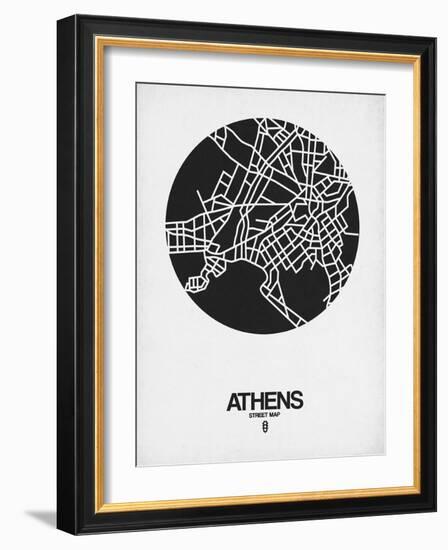 Athens Street Map Black on White-NaxArt-Framed Art Print