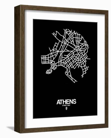 Athens Street Map Black-NaxArt-Framed Art Print