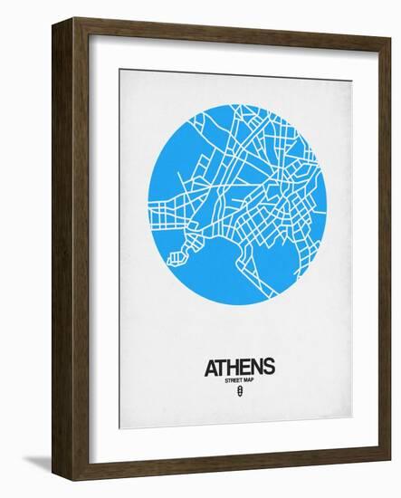 Athens Street Map Blue-NaxArt-Framed Art Print