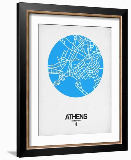 Athens Street Map Blue-NaxArt-Framed Art Print