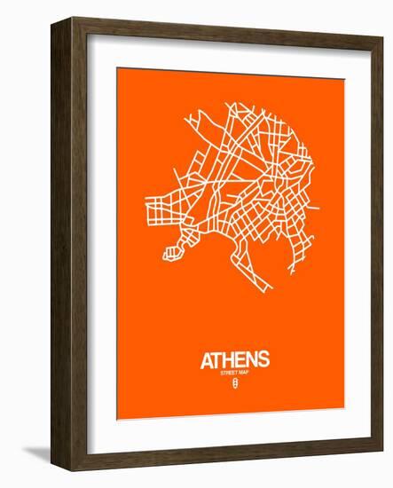 Athens Street Map Orange-NaxArt-Framed Art Print