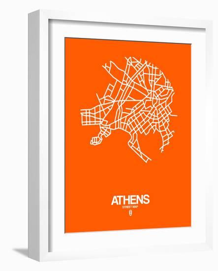 Athens Street Map Orange-NaxArt-Framed Art Print