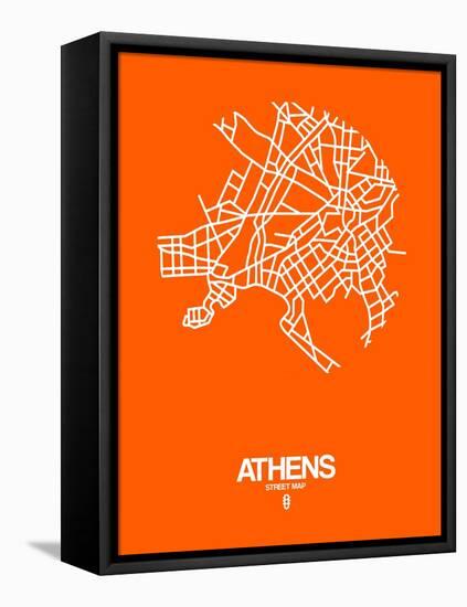 Athens Street Map Orange-NaxArt-Framed Stretched Canvas