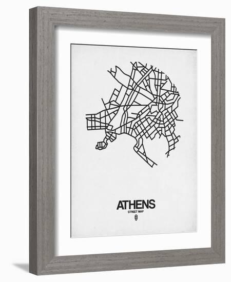 Athens Street Map White-NaxArt-Framed Art Print