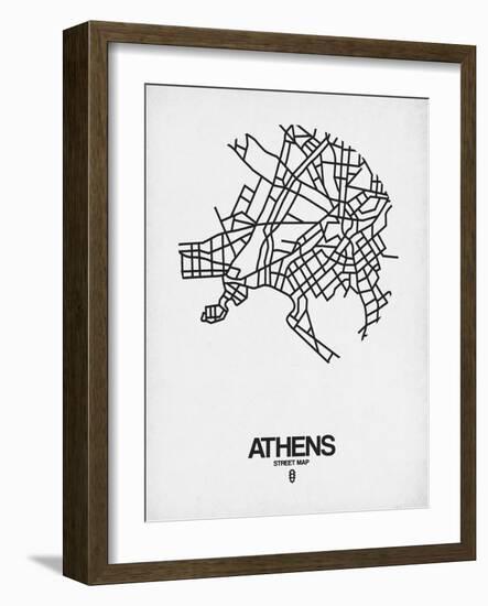 Athens Street Map White-NaxArt-Framed Art Print