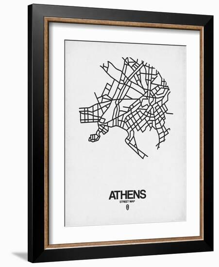 Athens Street Map White-NaxArt-Framed Art Print