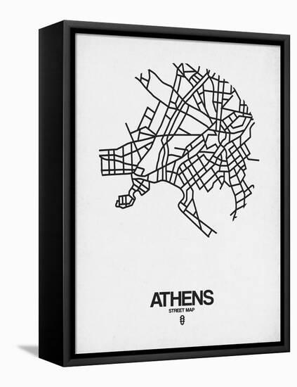 Athens Street Map White-NaxArt-Framed Stretched Canvas