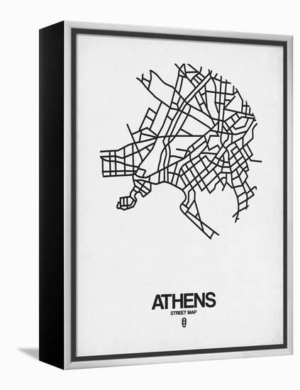 Athens Street Map White-NaxArt-Framed Stretched Canvas