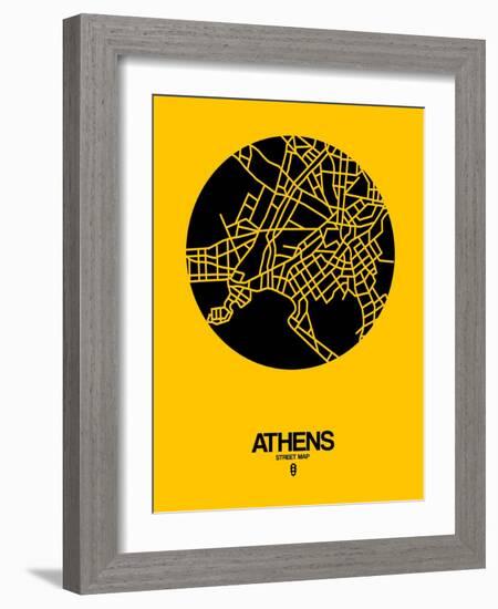 Athens Street Map Yellow-NaxArt-Framed Art Print