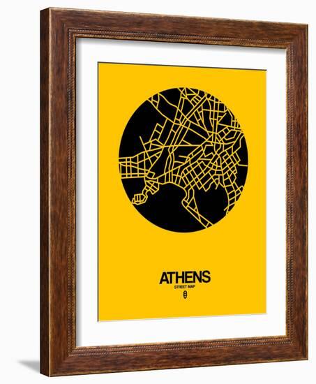 Athens Street Map Yellow-NaxArt-Framed Art Print