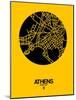 Athens Street Map Yellow-NaxArt-Mounted Art Print
