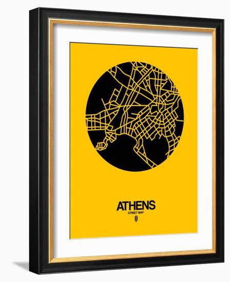 Athens Street Map Yellow-NaxArt-Framed Art Print