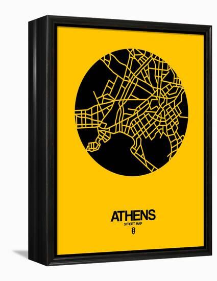 Athens Street Map Yellow-NaxArt-Framed Stretched Canvas