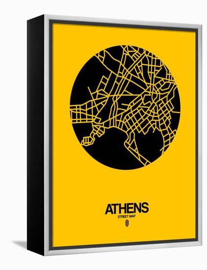 Athens Street Map Yellow-NaxArt-Framed Stretched Canvas