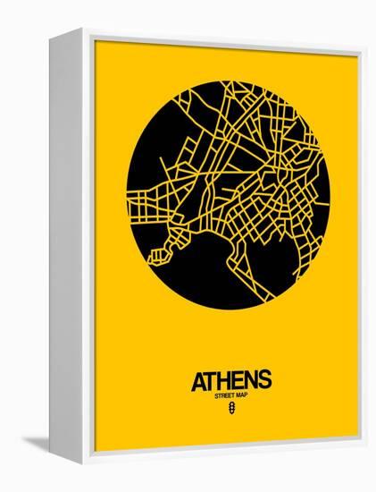 Athens Street Map Yellow-NaxArt-Framed Stretched Canvas