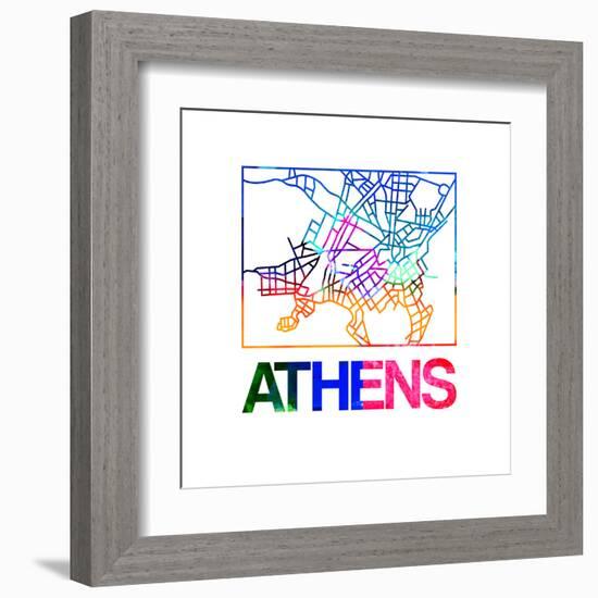 Athens Watercolor Street Map-NaxArt-Framed Art Print