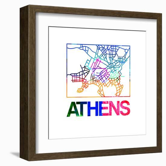 Athens Watercolor Street Map-NaxArt-Framed Art Print