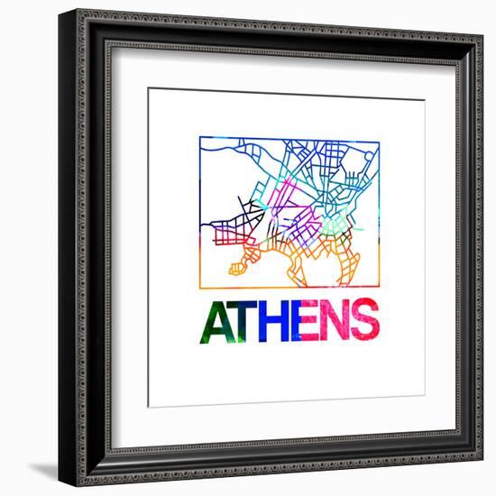 Athens Watercolor Street Map-NaxArt-Framed Art Print