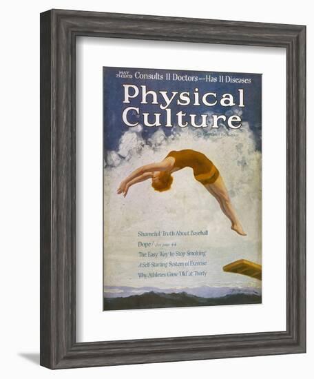 Athletic Woman Performs a Backwards Dive-Jay William Weaver-Framed Art Print
