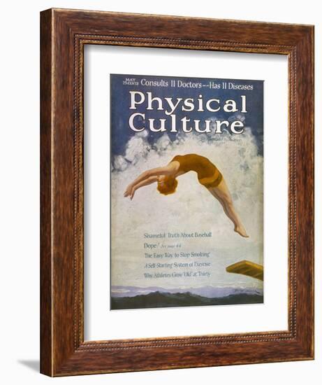 Athletic Woman Performs a Backwards Dive-Jay William Weaver-Framed Art Print