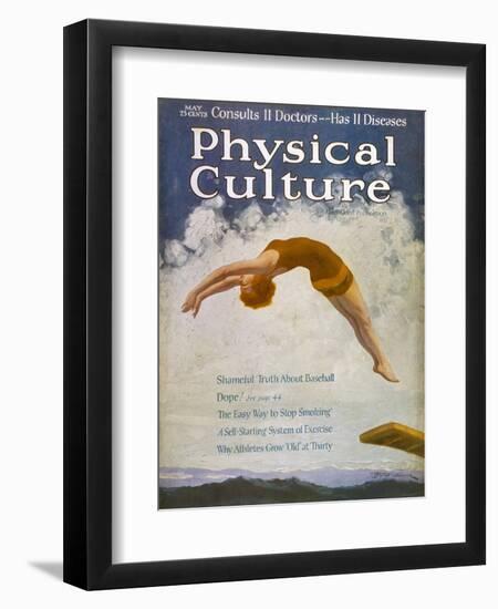 Athletic Woman Performs a Backwards Dive-Jay William Weaver-Framed Art Print