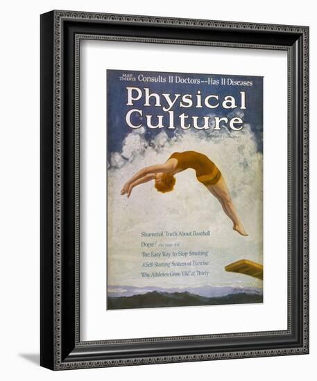 Athletic Woman Performs a Backwards Dive-Jay William Weaver-Framed Art Print