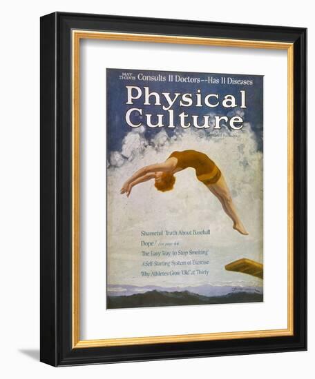 Athletic Woman Performs a Backwards Dive-Jay William Weaver-Framed Art Print