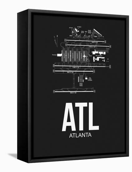 ATL Atlanta Airport Black-NaxArt-Framed Stretched Canvas