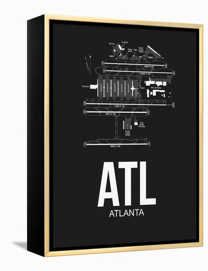 ATL Atlanta Airport Black-NaxArt-Framed Stretched Canvas