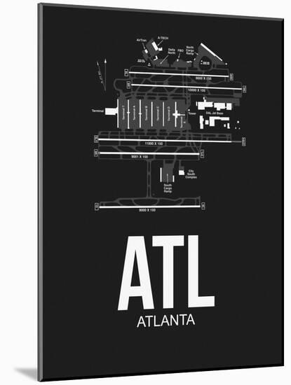 ATL Atlanta Airport Black-NaxArt-Mounted Art Print