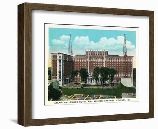 Atlanta, Georgia - Atlanta-Biltmore Hotel Exterior and Sunken Gardens View-Lantern Press-Framed Art Print