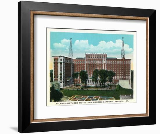 Atlanta, Georgia - Atlanta-Biltmore Hotel Exterior and Sunken Gardens View-Lantern Press-Framed Art Print