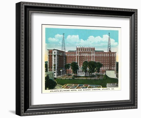 Atlanta, Georgia - Atlanta-Biltmore Hotel Exterior and Sunken Gardens View-Lantern Press-Framed Art Print