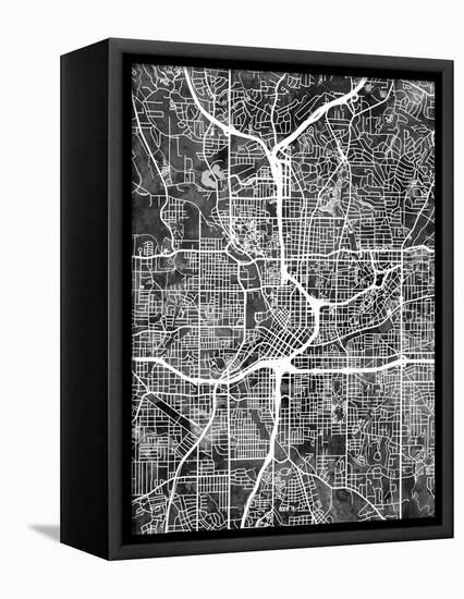 Atlanta Georgia City Map-Michael Tompsett-Framed Stretched Canvas