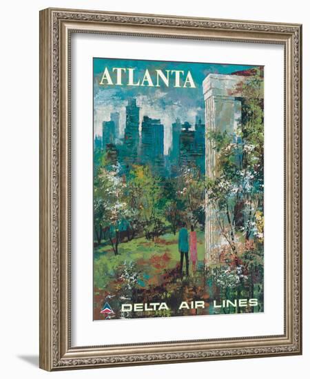 Atlanta Georgia - Delta Air Lines, Vintage Airline Travel Poster, 1970s-Jack Laycox-Framed Art Print