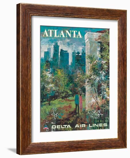 Atlanta Georgia - Delta Air Lines, Vintage Airline Travel Poster, 1970s-Jack Laycox-Framed Art Print