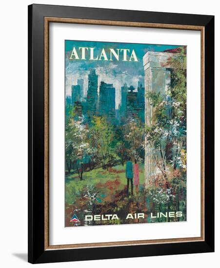 Atlanta Georgia - Delta Air Lines, Vintage Airline Travel Poster, 1970s-Jack Laycox-Framed Art Print