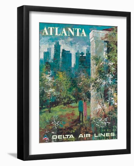 Atlanta Georgia - Delta Air Lines, Vintage Airline Travel Poster, 1970s-Jack Laycox-Framed Art Print