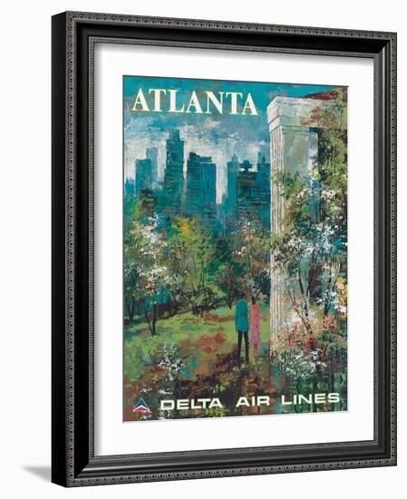 Atlanta Georgia - Delta Air Lines, Vintage Airline Travel Poster, 1970s-Jack Laycox-Framed Art Print