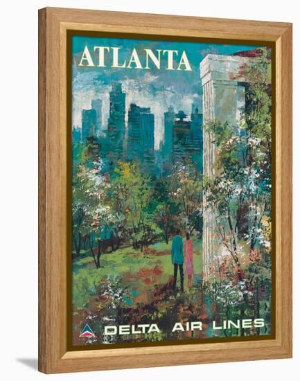 Atlanta Georgia - Delta Air Lines, Vintage Airline Travel Poster, 1970s-Jack Laycox-Framed Stretched Canvas