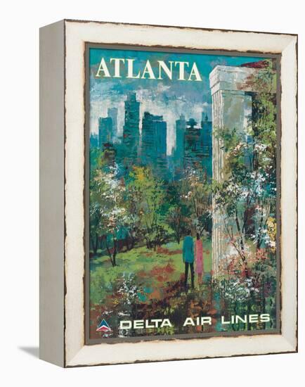 Atlanta Georgia - Delta Air Lines, Vintage Airline Travel Poster, 1970s-Jack Laycox-Framed Stretched Canvas
