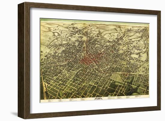 Atlanta, Georgia - Panoramic Map-Lantern Press-Framed Art Print